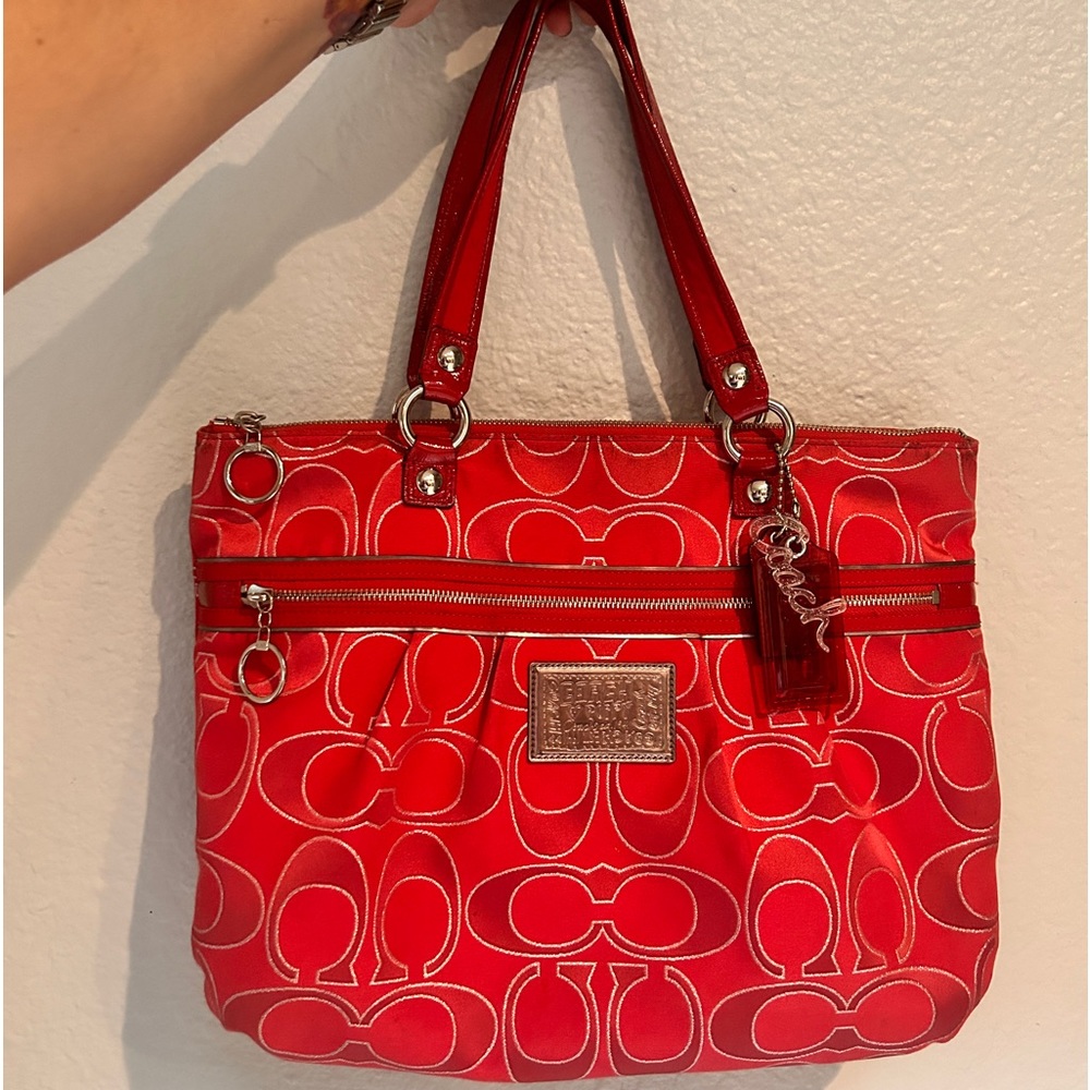 Red Coach Poppy Laptop Bag Purse